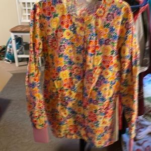 Long sleeve button up scrub top